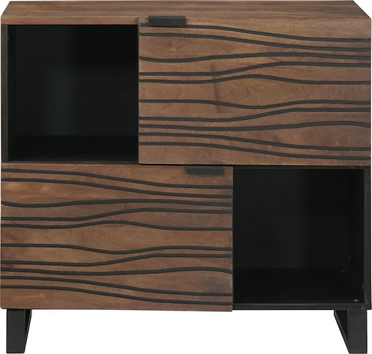 Living Room Display Cabinet from Solid Wood with Glass Brown 80x33.5x75cm