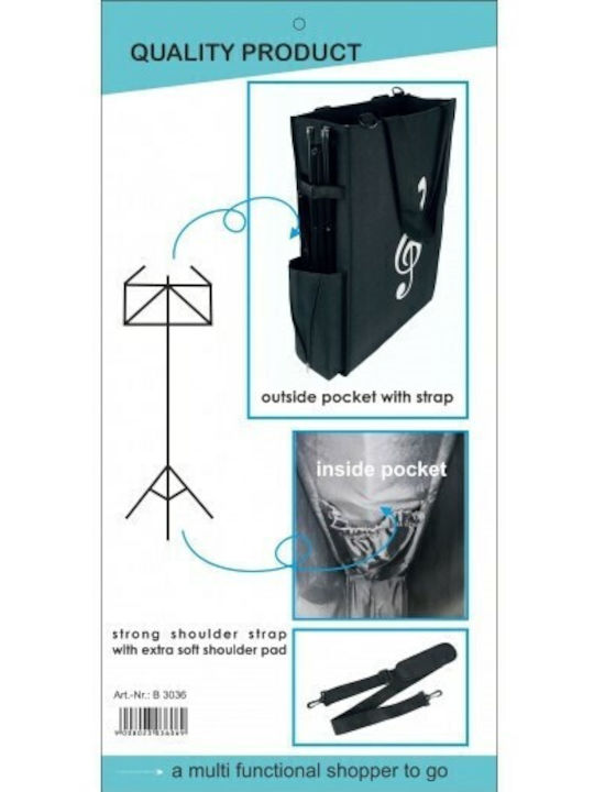 Agifty Note Bag Maxi Comfort Чанта Черна Ключът на Сол 37x55 Υ X14 см