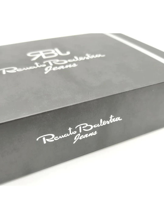 Leather Black Wallet Belt Renato Balestra Jeans Gift Set Dk353/35.425