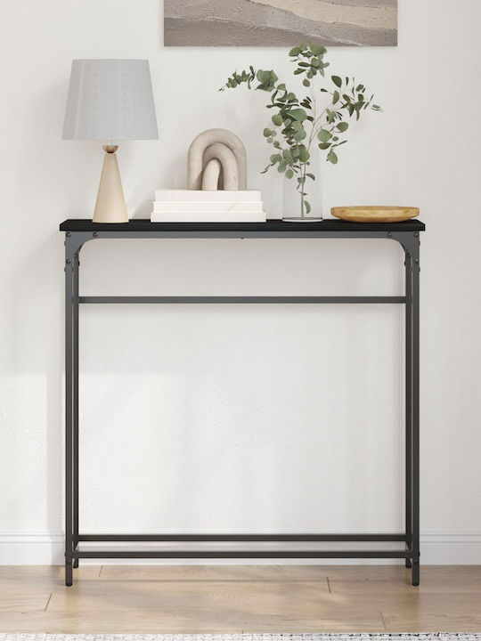 Console Table Wood & Metal Black L75xW19.5xH75cm