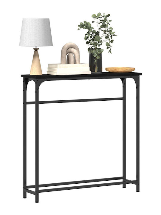 Console Table Wood & Metal Black L75xW19.5xH75cm