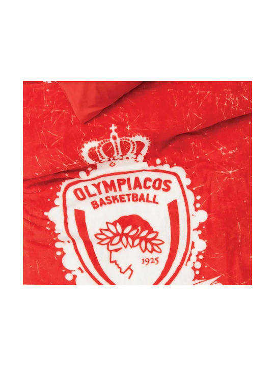 Palamaiki Pătură Catifea Olympiacos Roșie 155x215cm