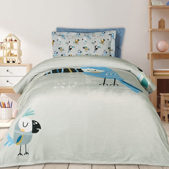 Das Home Κουβέρτα Fleece 4914 Blue, Grey, Mint 160x220εκ.