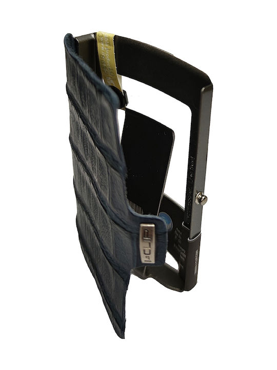 Leather 100 Δερματινο Ανδρικο Πορτοφολι Κωδικος Wallet-clip-3 Blue