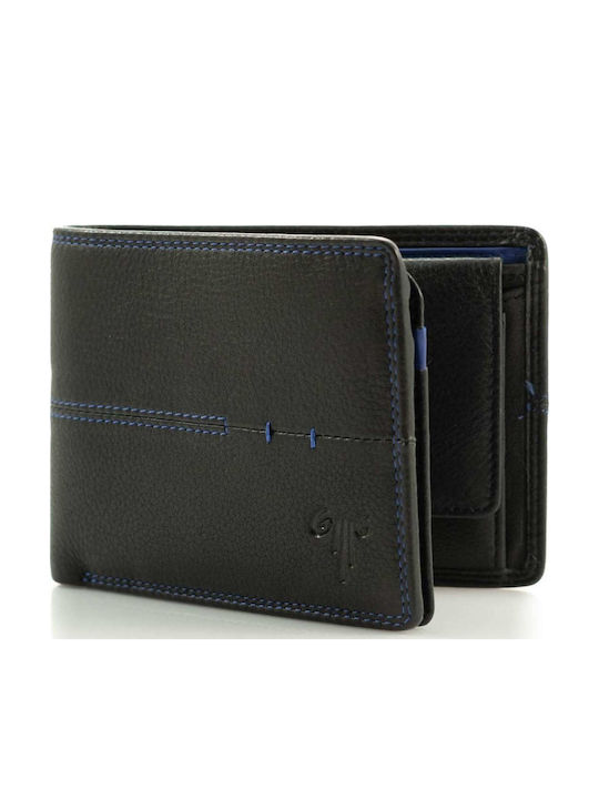 Men's Leather Wallet Kion Sr-215 Black-Blue