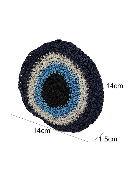 Women's Wallet Handmade Knitted Round Zipper Closure Eye Design Blue Women's Wallet Handmade Knitted Round Zipper Closure Eye Design Blue