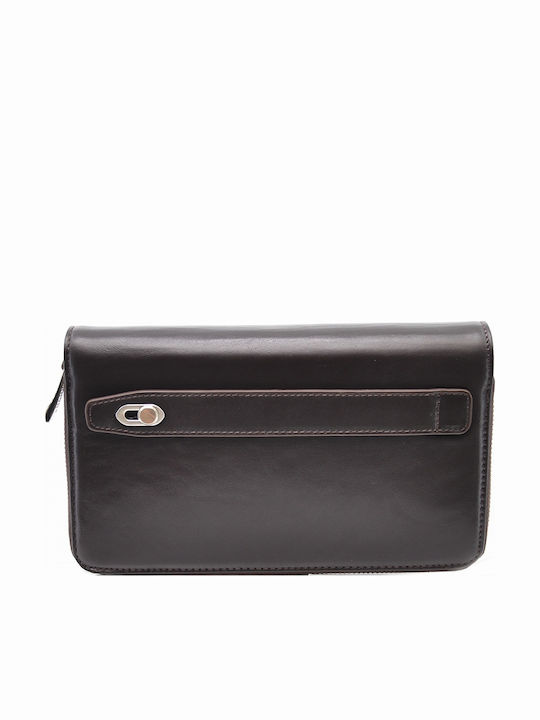 Leather 100 Δερματινο Τσαντακι-πορτοφολι Κωδικος 05-wallet-t-883-4 D.brown