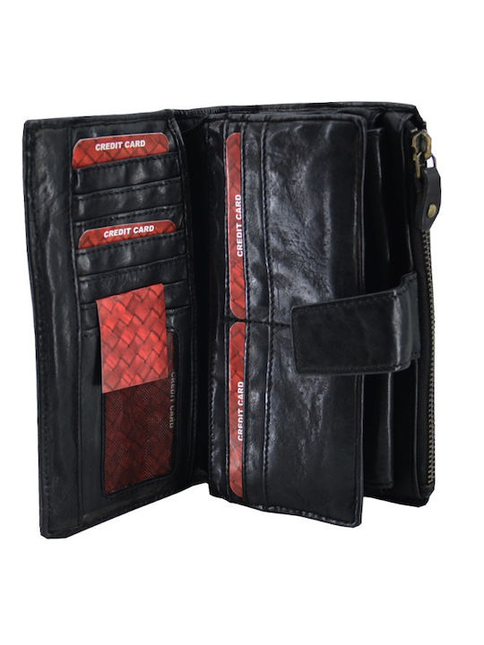 Leather 100 Portofel Dama Din Piele Cod 33-wallet-1456 Negru