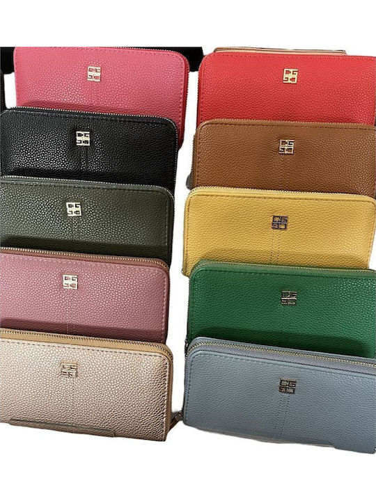 Damenbrieftasche Grünes Goldfarbenes Reißverschluss Pu Künstliches Leder