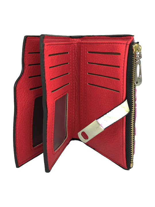 Women's Wallet Flowers Medium Closes Magnet Red