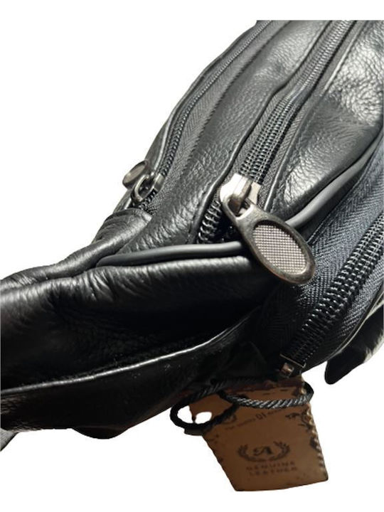 Genți De Talie Din Piele Pentru Bărbați Annie Leather Negru Cu 6 Compartimente