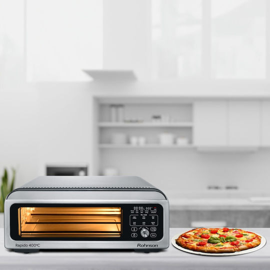 Rohnson Pizzabäcker 2000W mit Kapazität 18Es Silber