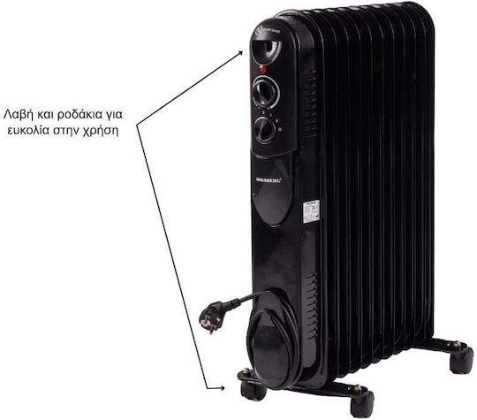 Hausberg Oil Filled Radiator with 11 Fins 2500W
