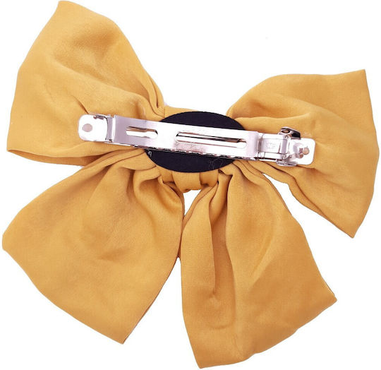 Monochrome Satin Bow Metal Clip 16x16cm Ochre