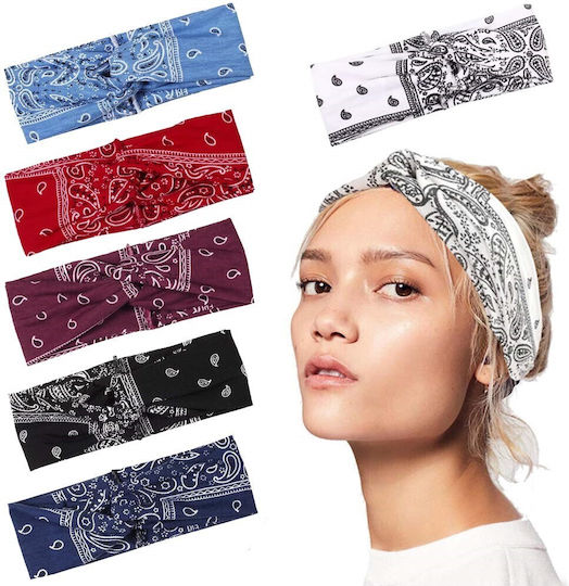 Elastisches Haarband Boho Bandana Druck Einheitsgröße Hellblau