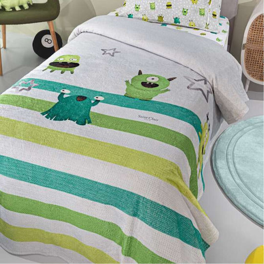 Saint Clair Blanket Fleece Monsters Lime 160x220cm