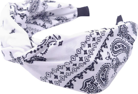 Headband Turban Hair Bandana Paisley White