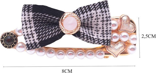 Gold Hair Clip Velvet Bow & Pearls 3