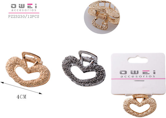 Clamps Heart Shape Metal Length 4 cm Silver