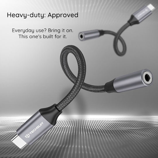 Techsuit Ac12 Μετατροπέας USB-C male σε 3.5mm female Γκρι 2τμχ