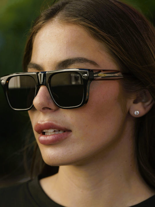 Ghetto Unisex Sunglasses with Black Frame and Black Lens K39746-03