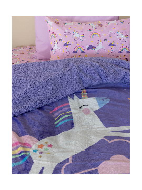 Palamaiki Κουβέρτα Fleece Μωβ 160x220εκ.