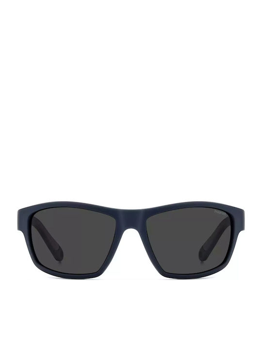 Polaroid Men's Sunglasses with Blue Frame and Grey Polarized Lens PLD7037/S FLL/M9