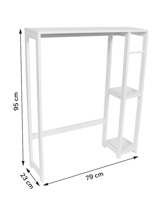 Floor Bathroom Shelf Wooden with 3 Shelves 79x23x95cm White