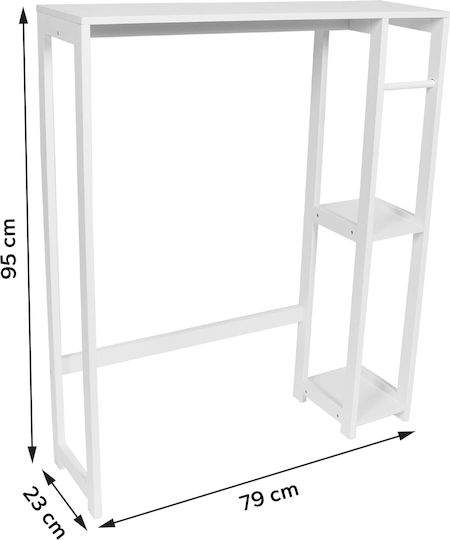 Floor Bathroom Shelf Wooden with 3 Shelves 79x23x95cm White