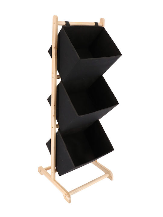 Floor Bathroom Shelf Wooden with 3 Shelves 35x35x102cm Beige