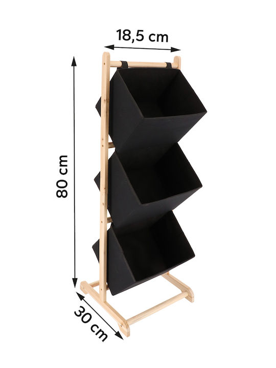 Floor Bathroom Shelf Wooden with 3 Shelves 35x35x102cm Beige