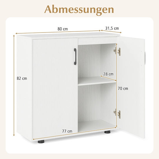 Costway Cabinet de baie L80xA31.5xÎ82cm Alb