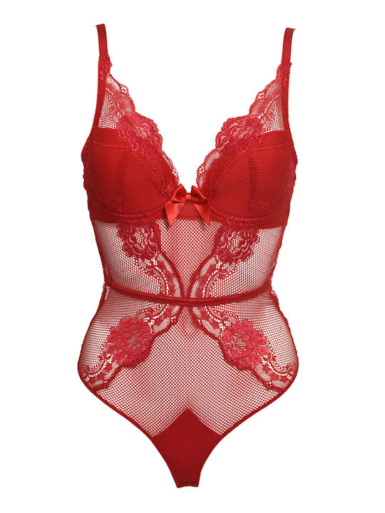 Miss Rosy Bodysuit Sexy Fără Mâneci 7271-roșu Roșu