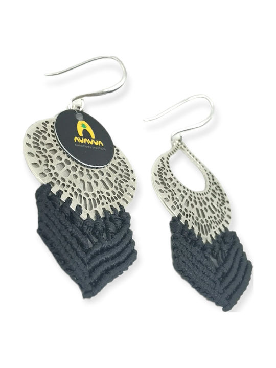 Cercei Ananna Ethnic Macrame Picătură Neagră