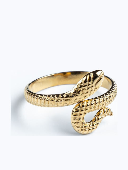 Ατσάλινο Χρυσό Δαχτυλίδι Cuoro Golden Snake