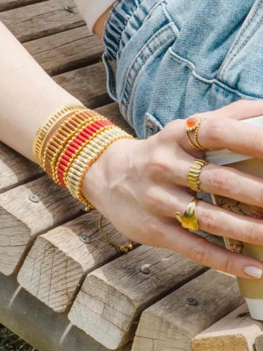 Steel Gold Ring Cuoro Golden Grass