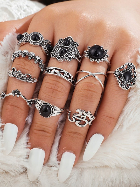 Silver Retro Punk Boho 02 Retro Collar Set