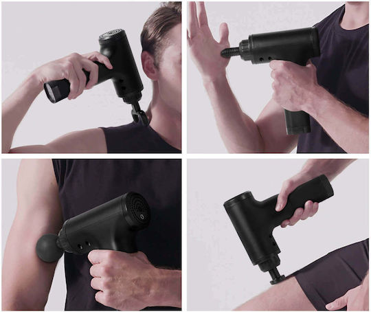 Massage Gun 4 Κεφαλές Μαύρο