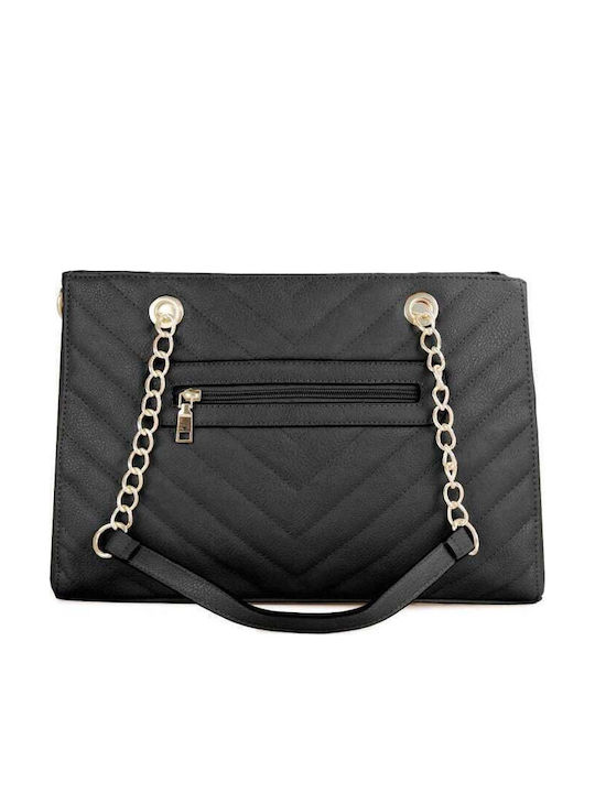 Women's Shoulder Bag Quilted Gold Chain 619-3-m Black