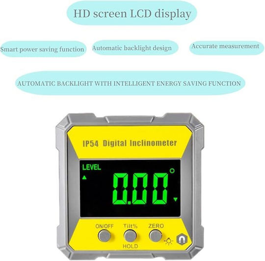 Nivelă Digitală Magnetică 4 X 90° ±0,2° Eroare Ecran LCD Ip54 Rezistentă la Apă Dispozitiv de Măsurare a Unghiului 360° Inclinometru Digital Portabil pentru Prelucrarea Lemnului Prelucrarea Metalelor Construcții Automotive