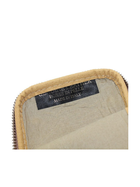 Rl-005 Vera Pelle Leather Clutch-Wallet Gold Strap Italian