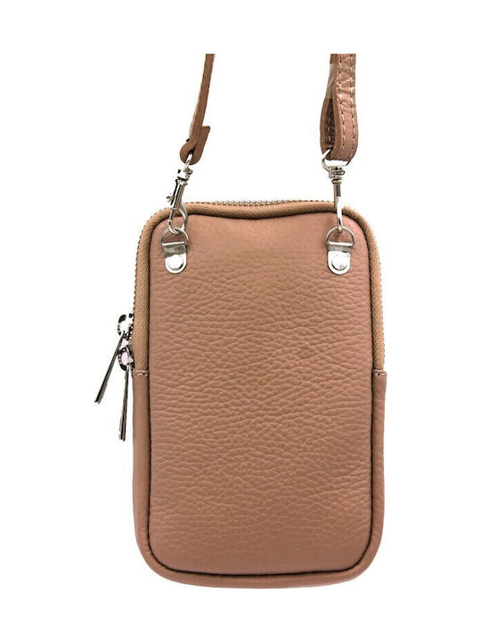 Rl-008 Vera Pelle Leather Clutch-Wallet Strap Pink Italian
