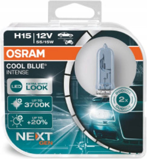 Osram Lamps Car Cool Blue Intense Nextgen H15 Halogen 3700K Warm White 12V 2pcs