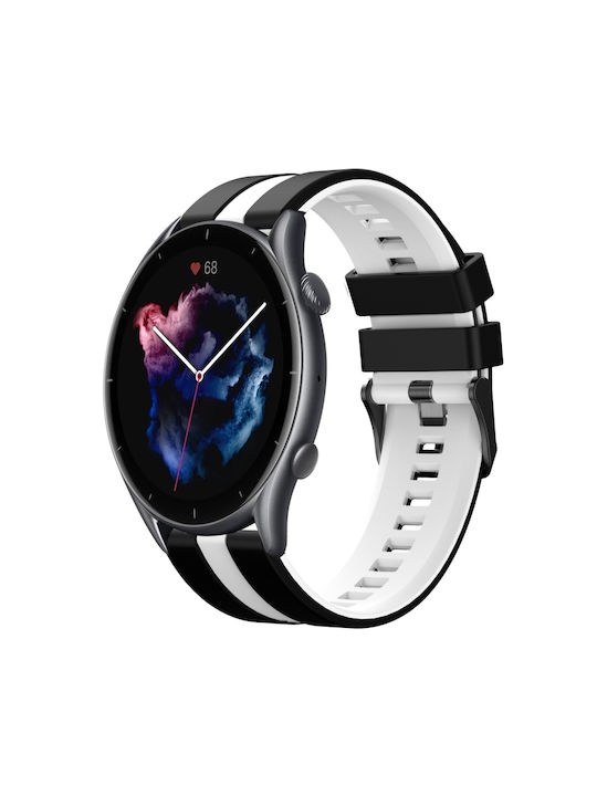 Amazfit GTR 3 Pro 22mm Two-Tone Sports Silicone Bracelet Black+White