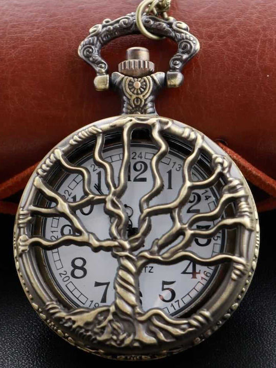 Ρολόι Τσέπης Δέντρο Ζωής Χρυσή Απόχρωση Tree Life Pocket Watch In Gold Tone Molfs