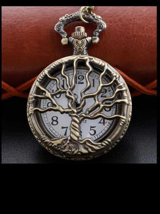 Ρολόι Τσέπης Δέντρο Ζωής Χρυσή Απόχρωση Tree Life Pocket Watch In Gold Tone Molfs