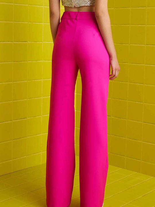 MY T Women's Fabric Trousers Fuchsia