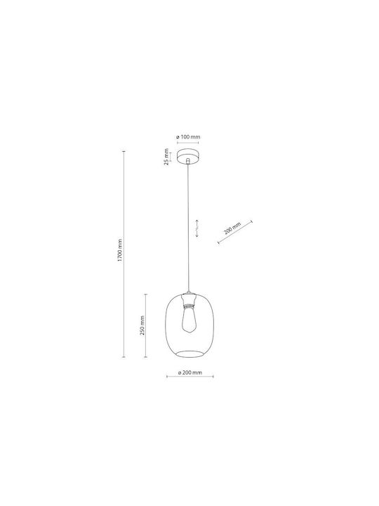 TK Lighting Pendant Light Gray with Socket E27
