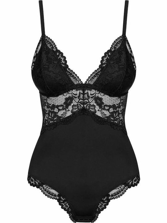Obsessive 810 Sexy Κορμάκι με Δαντέλα Μαύρο