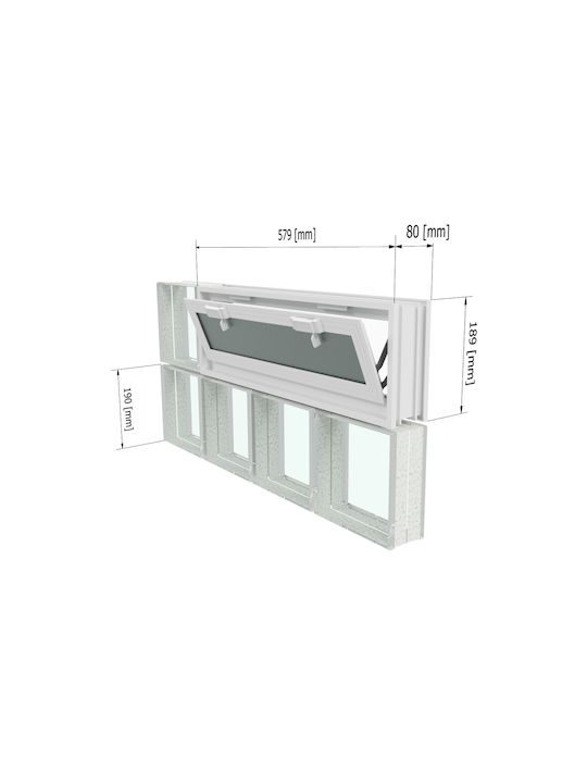 Hinged Window Aluminum W57.9xH18.9cm